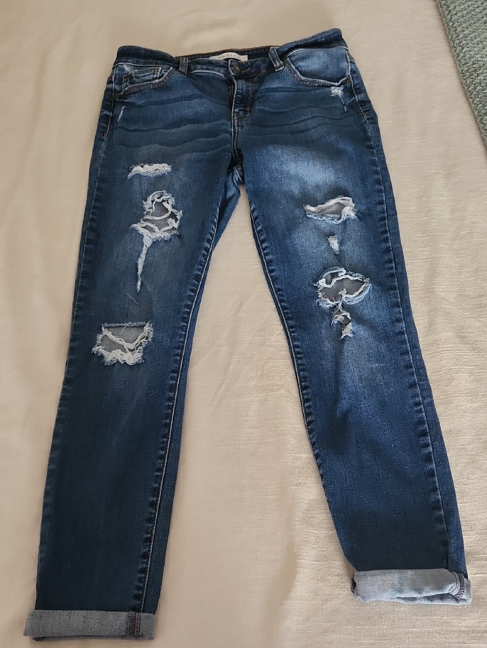 Eunina Jude 9 Dark Blue Distressed Skinny Jeans